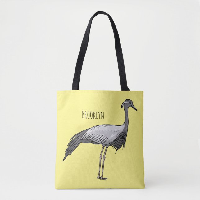 Tote Bag Demoiselle crane bird cartoon illustration (Devant)