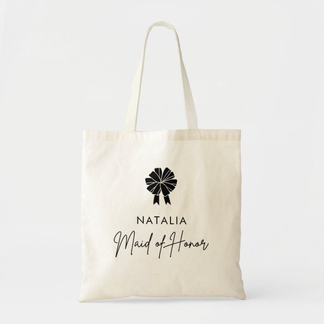 Tote Bag Demoiselle d'honneur à nœud minimaliste et écritur (Devant)