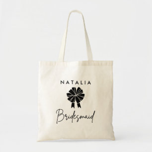 Tote Bag Demoiselle d'honneur à nœud noir Coquette minimali