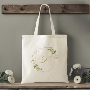 Tote Bag Demoiselle d'honneur au monogramme de verdure géom