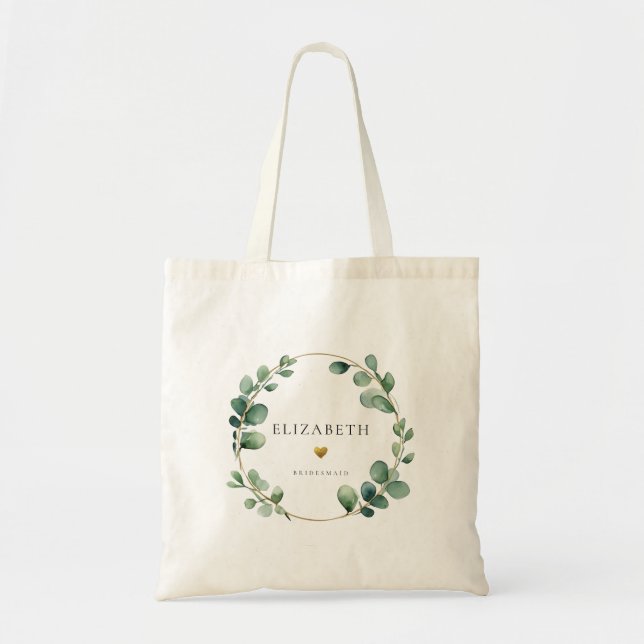 Tote Bag Demoiselle d'honneur au vert sauge d'eucalyptus (Devant)