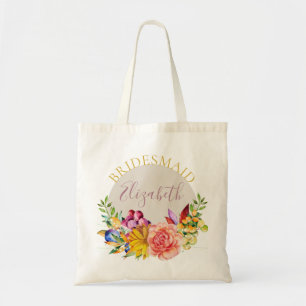 Tote Bag Demoiselle d'honneur avec un bouquet floral nomina