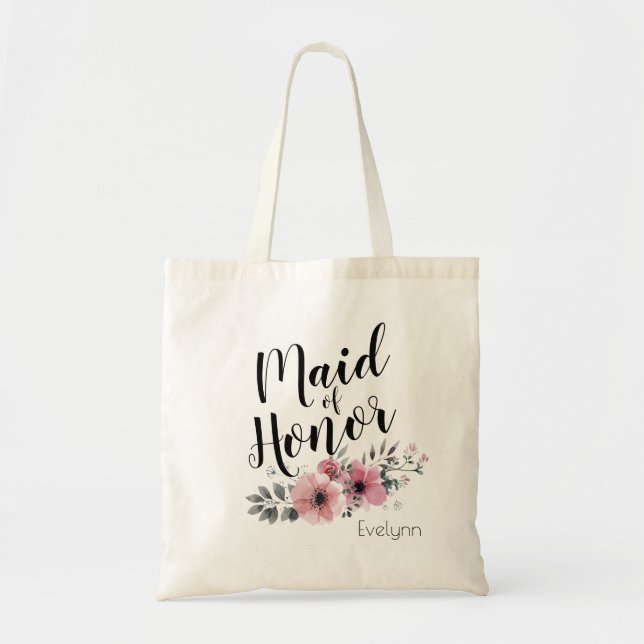 Tote Bag Demoiselle d'honneur calligraphiée (Devant)