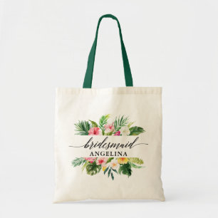 Tote Bag Demoiselle d'honneur de calligraphie de verdure fl