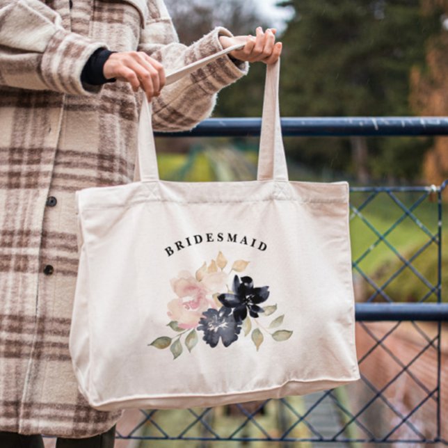 Tote Bag Demoiselle d'honneur de fleurs navales aquarelles  (Créateur téléchargé)