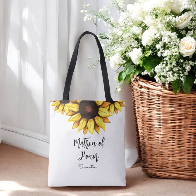 Tote Bag Demoiselle d'honneur de mariage au tournesol   (Créateur téléchargé)
