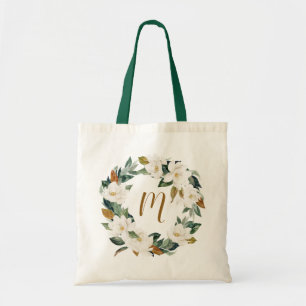 Tote Bag Demoiselle d'honneur de monogramme de guirlande de