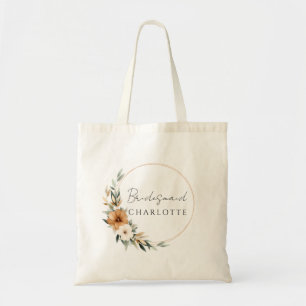 Tote Bag Demoiselle d'honneur en cuivre élégant et botaniqu
