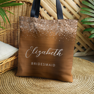 Tote Bag Demoiselle d'honneur en écriture métallique Copper