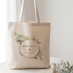 Tote Bag Demoiselle d'honneur en or botanique