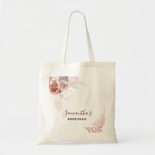 Tote Bag Demoiselle d'honneur en terre cuite écriture fleur
