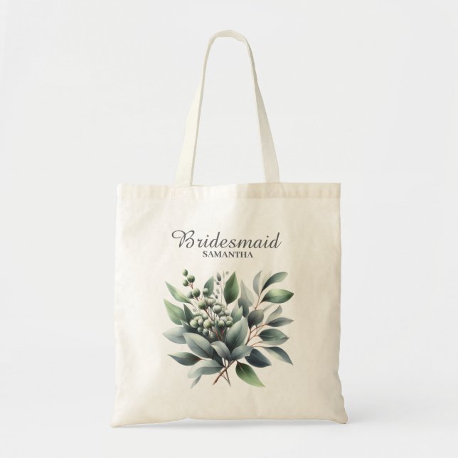 Tote Bag Demoiselle d'honneur Eucalyptus Vert (Devant)