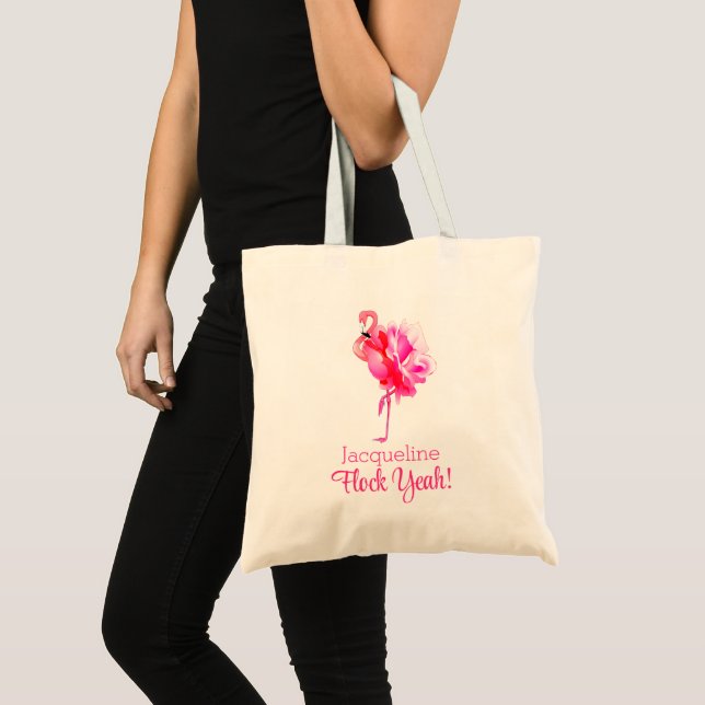 Tote Bag Demoiselle d'honneur flamant rose personnalisé pla (Devant (produit))