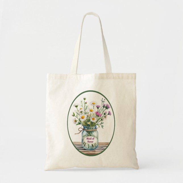 Tote Bag Demoiselle d'honneur Fleurs sauvages dans un pot M (Devant)