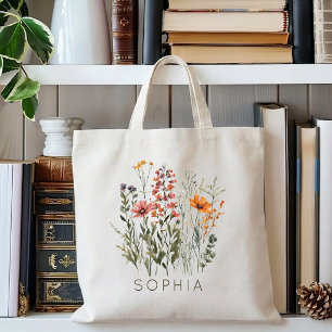 Tote Bag Demoiselle d'honneur Fleurs sauvages personnalis