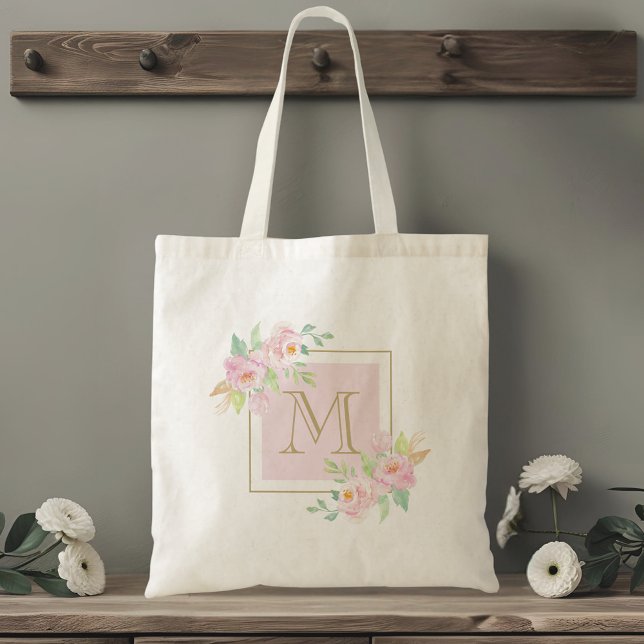 Tote Bag Demoiselle d'honneur floral aquarelle rose (Créateur téléchargé)