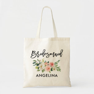 Tote Bag Demoiselle d'honneur florale blanche de brosse de