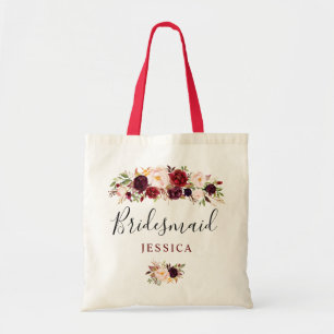 Tote Bag demoiselle d'honneur florale de Bourgogne