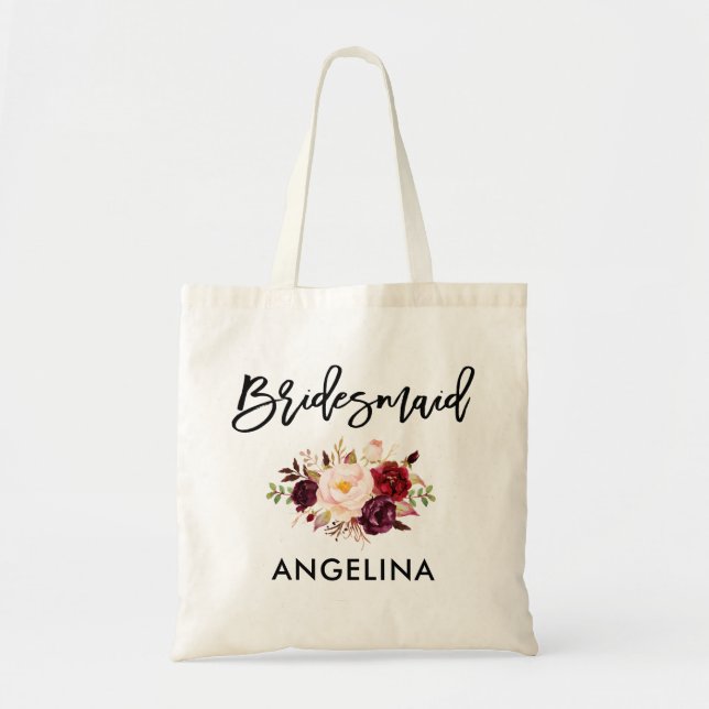 Tote Bag Demoiselle d'honneur florale de Bourgogne de (Devant)