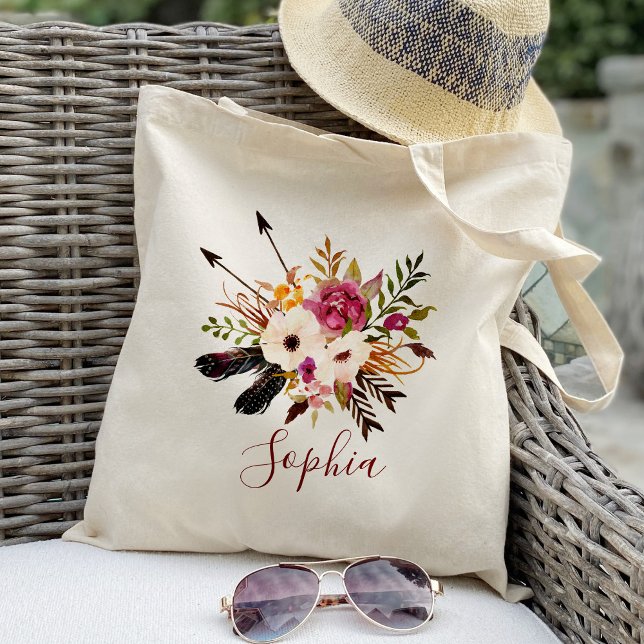 Tote Bag Demoiselle d'honneur florale rustique Personnalisé (Créateur téléchargé)