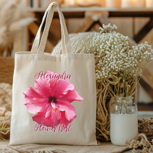 Tote Bag Demoiselle d'honneur Hibiscus Rose Personnalisé