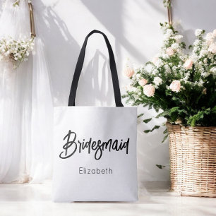 Tote Bag Demoiselle d'honneur Mariage Noir Blanc