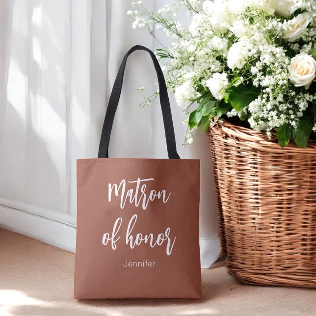 Tote Bag Demoiselle d'Honneur Mariage Terracotta Marron (Créateur téléchargé)