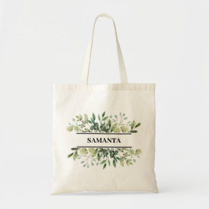 Tote Bag Demoiselle d'honneur Monogramme Nom Floral Bourgog