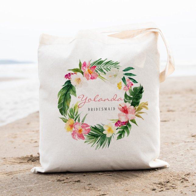 Tote Bag Demoiselle d'honneur personnalisée à palme tropica (Créateur téléchargé)