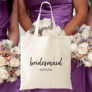 Tote Bag Demoiselle d'honneur personnalisée / Date et nom d