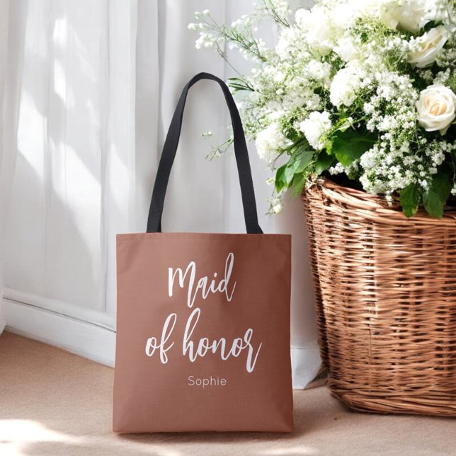 Tote Bag Demoiselle d'honneur Terracotta Brun Mariage  (Créateur téléchargé)