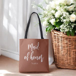Tote Bag Demoiselle d'Honneur Terracotta Marron Mariage<br><div class="desc">Demoiselle d'Honneur Sac Cabas Terracotta Marron et Blanc pour Mariage,  Cortège de Mariée,  Enterrement de Vie de Jeune Fille. Découvrez plus de produits avec ce design dans la collection ci-dessous.</div>