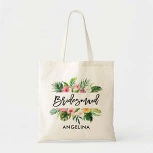 Tote Bag Demoiselle d'honneur tropicale de manuscrit