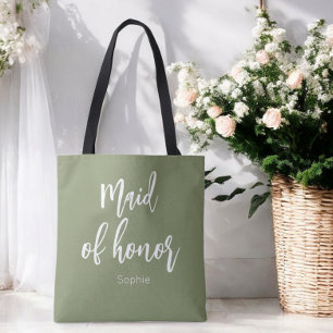 Tote Bag Demoiselle d'Honneur Vert Sauge Mariage 