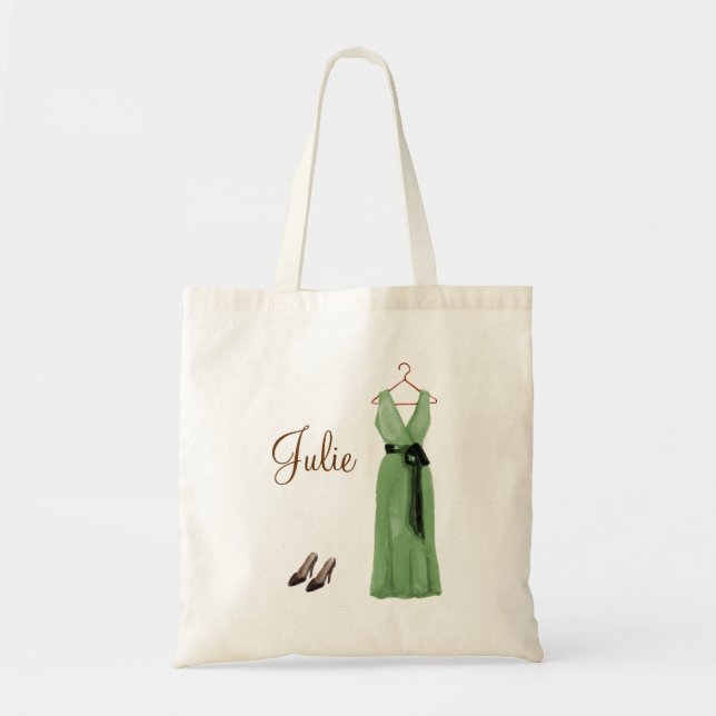 Tote Bag Demoiselle d'honneur verte personnalisée (Devant)