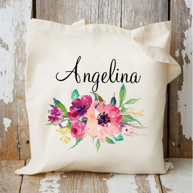 Tote Bag Demoiselles d'honneur Fleurs Modernes Personnalisé (Créateur téléchargé)