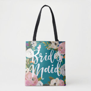 Tote Bag Demoiselles d'honneur Fleurs peintes sur tout le c