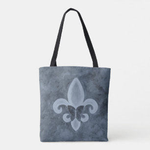 Tote Bag Denim Butterfleur   Papillon bleu Fleur de Lis
