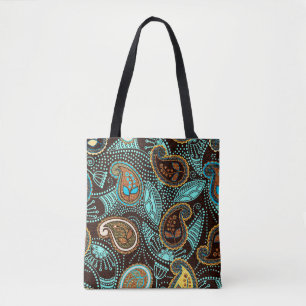 Tote Bag Denim Paisley : Motif de texture de Jeans sans cou