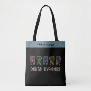Tote Bag Dentaire personnalisé Hygiéniste dents Empreintes 
