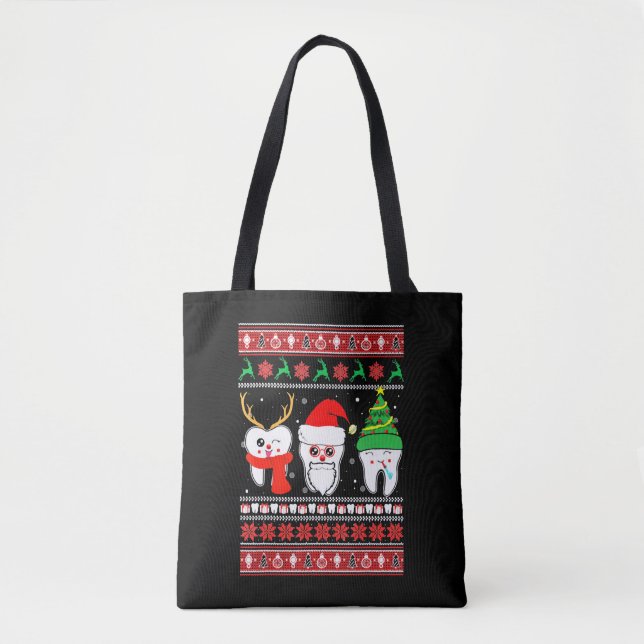 Tote Bag Dental Hygiéniste Dentiste Vilain Sweat de Noël (Devant)