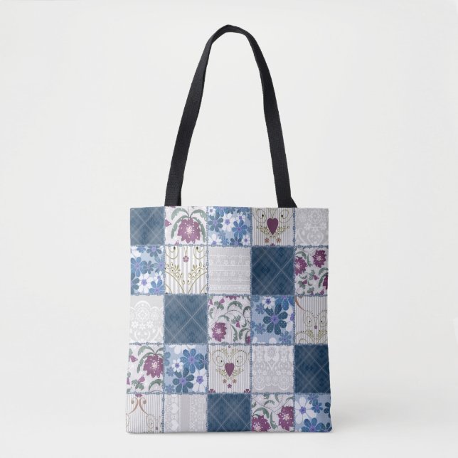 Tote Bag Dentelle florale : Patchwork Arrière - plan sans c (Devant)