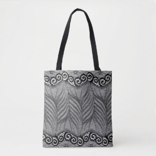 Tote Bag Dentelle noire et papillon galactique