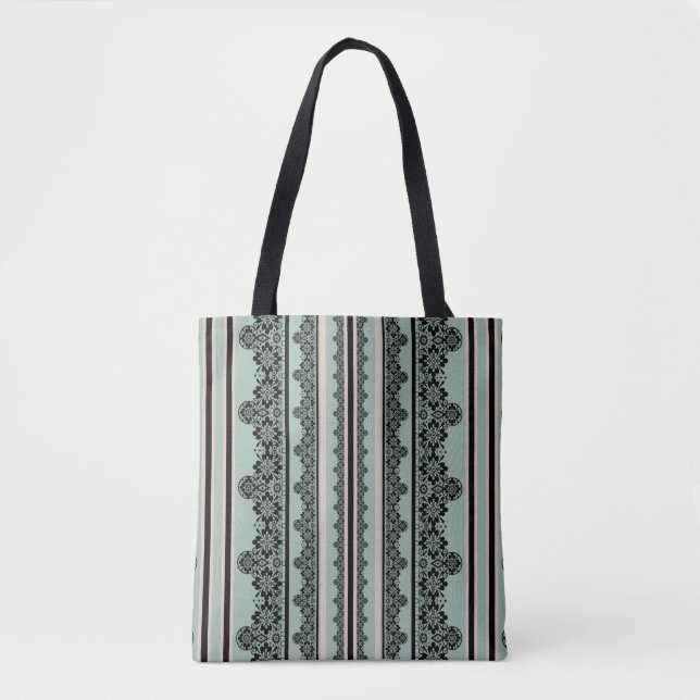 Tote Bag Dentelle noire, oreiller jetable ouvert (Devant)