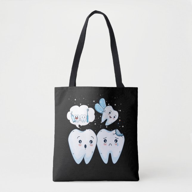 Tote Bag Dentist Happy Teeth Cute Fairy Dental Assistant (Devant)