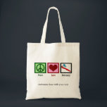 Tote Bag Dentist Office Peace Love Dentistrie Cute Custom<br><div class="desc">Peace Love sac fourre-tout dentaire personnalisable avec votre entreprise dentaire. Pensez à vous brosser ! Un joli signe de paix,  coeur et brosse à dents avec dentifrice pour vous rappeler l'hygiène dentaire.</div>