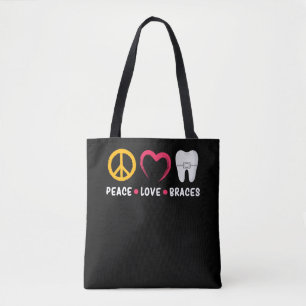 Tote Bag Dentiste Funny Orthodontiste Paix L'Amour Brève