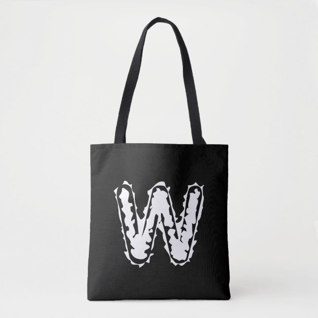 Tote Bag Déplaisant Monogramme blanc sur noir (Devant)