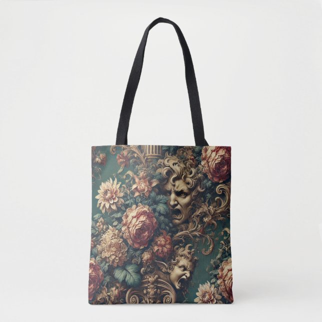Tote Bag Deranged Decadence – Gothic Victorian Floral  (Devant)