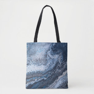 Tote Bag Dérive océanique bleu et gris abstrait